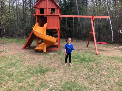 Woodplay small playhouse with slide and swing set Burnsville, MN
